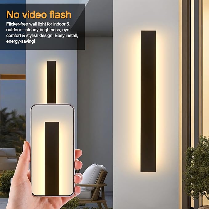 39.3in Modern Outdoor Wall Light for House, Black Upgraded 4.72in Wide 3000K Waterproof IP65 Porch Lights Wall Sconce,Long LED Linear Outside Exterior Lighting Fixtures for Garage,Front Door