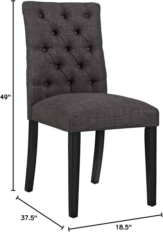 Modway Duchess Modern Tufted Button Upholstered Fabric Parsons Two Dining Chairs in Brown
