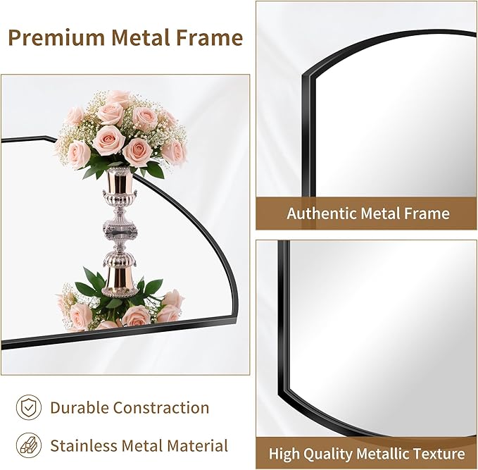 Bathroom Mirror, 30x55 Inch Black Oval Wall Mounted Mirror with Thin Metal Frame, Modern Bathroom Vanity Mirrors for Over Sink, Entryway, Living Room, Bedroom