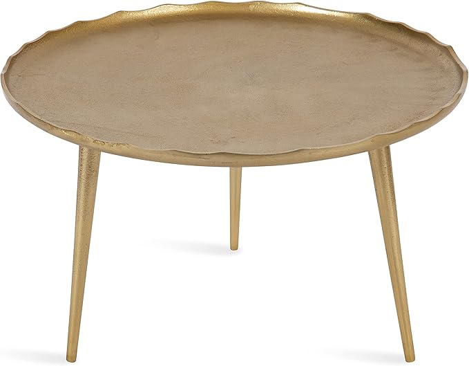 Kate and Laurel Alessia Modern Coffee Table, 25 x 25 x 15, Gold, Metal Coffee Table with Antique Detailing for Storage and Display