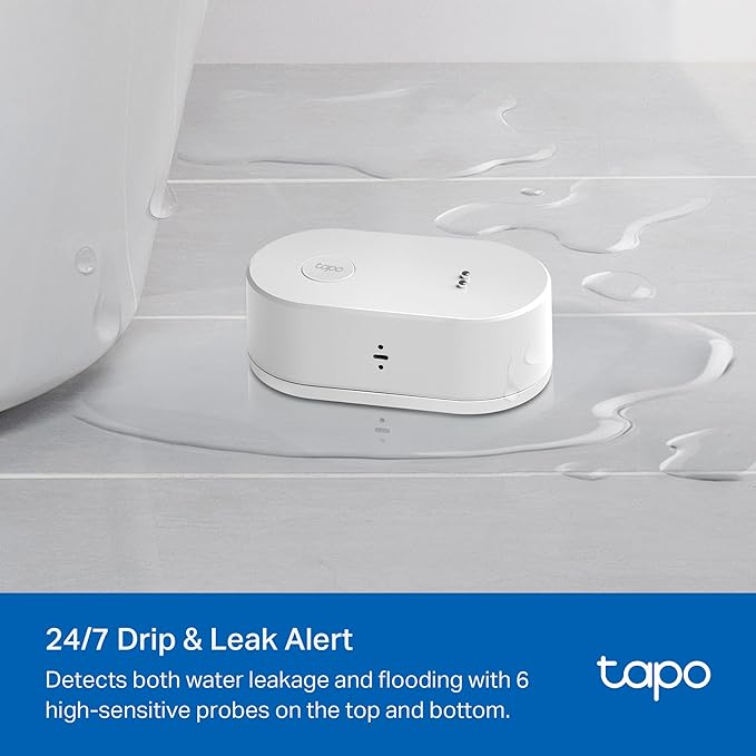 TP-Link Tapo Smart Water Leak Detector Kit: Water Leak Sensor T300 + Hub H100 (Rapid Dripping Detection, 90dB Adjustable Alarm, App Alerts, Compatible with Alexa and Google Home)