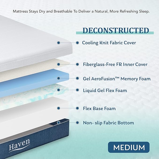 MLILY 12 Inch Full Mattress Memory Foam, Cooling Gel Bed Mattress in a Box, Fiberglass Free Medium Firm Mattress CertiPUR-US Certified