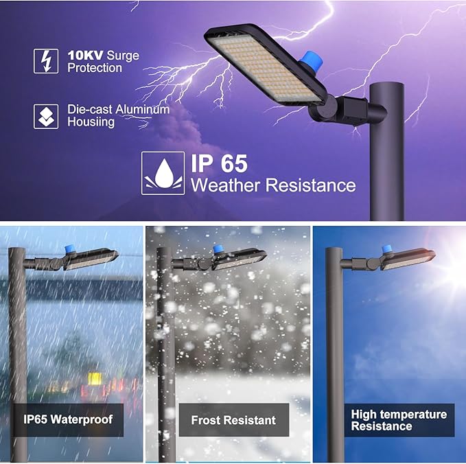 Lightdot 320W (350x1W) LED Parking Lot Lights 48000Lm 5000K Parking Lot Lights Slip Fitter Mount Outdoor 6KV SPD Smart Dusk to Dawn LED Pole Lighting for Parking Lot/Driveway-2Pack 7Yrs Warranty