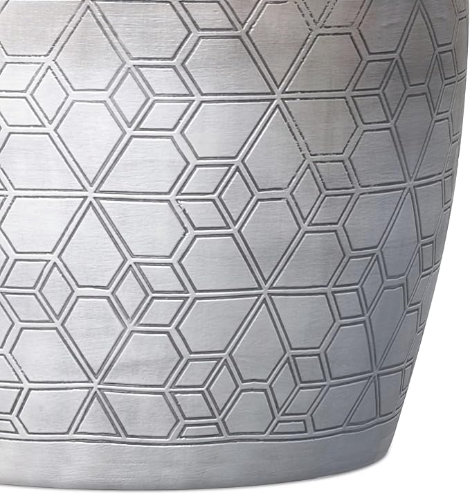 SIMPLIHOME Johnsen Metal Table - 15 inch Wide Solid Iron Round Accent Table in Antique Silver, Boho Side or End Table for Living Room or Bedroom with Etched Geometric Pattern, Assembled