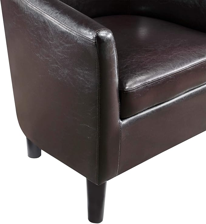 Convenience Concepts Take a Seat Churchill Accent Chair with Ottoman, Espresso Faux Leather