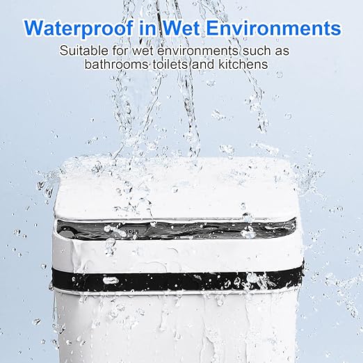 Bathroom Trash Cans with Lid Touchless Automatic Motion Sensor 4 Gallon Small Garbage Can, Smart Electric Plastic Narrow Garbage Bin for Living Room Bedroom Office Kitchen (White)