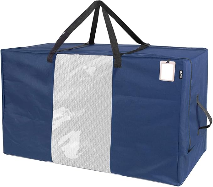 HYPER VENTURE Folding Mattress Storage Bag - Durable Carry Case Fits for Tri-Fold Up to 6 inches Queen Mattress, Navy
