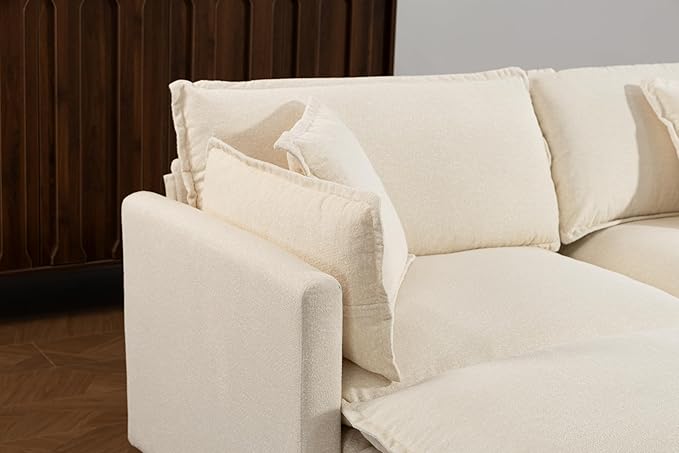 Eafurn 150" Oversized Modular Sectional Sofa with Movable Ottomans, 6 Seat Modern Corduroy Sofa Set, Convertible U/L Shaped Corner Couch for Living Room Apartment