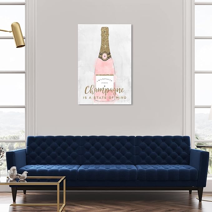 The Oliver Gal Artist Co. Drinks and Spirits Wall Art Canvas Prints 'Champagne Mind Glitter' Champagne