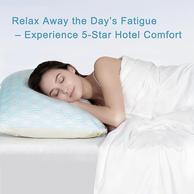 Cooling Pillows Queen Size Set of 2, Adjustable Shredded Memory Foam Bed Pillows for Hot Sleepers - Firm Supportive Cool Pillow for Side Back Stomach Sleepers with Removable Washable Cover