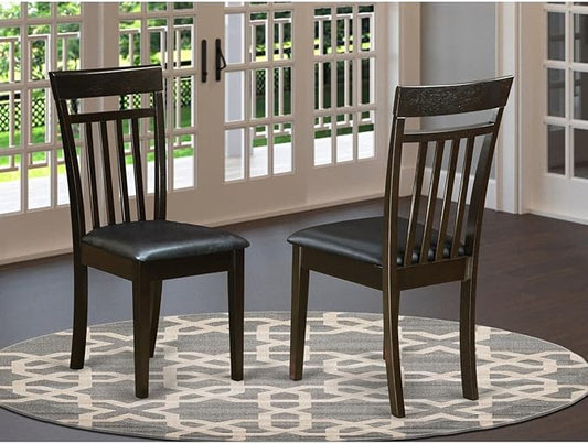 East West Furniture CAC-CAP-LC Capri Kitchen Dining Chairs - Faux Leather Upholstered Wooden Chairs, Set of 2, Cappuccino