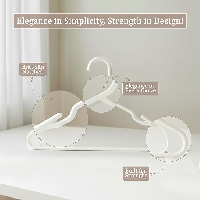 Utopia Home Plastic Hangers 30 Pack - Perfect Space Saving Clothes Hanger - Durable and Strong - Perfect Closet Organizers with Shoulder Grooves (White)