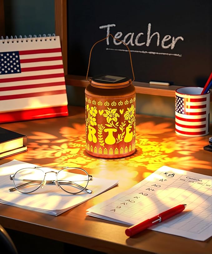 Solar Lanterns Outdoor Waterproof Decorative Garden Solar Lights Outdoor,Hanging Hollow Out Metal Ornaments Decor for Outside Lawn,Patio,Balcony,Yard Unique Gifts for Women Teacher Appreciation