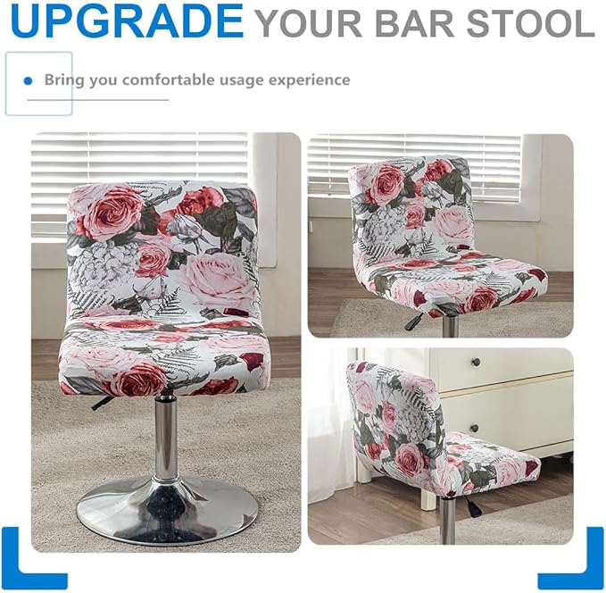 Levoberg Bar Stools Cover Set of 2 Printed Armless Swivel Barstools Slipcovers with Backs Stretch Square Counter Height Bar Stools Covers Mid Low Back Chair Cover for Kitchen Dining Room Bar #9