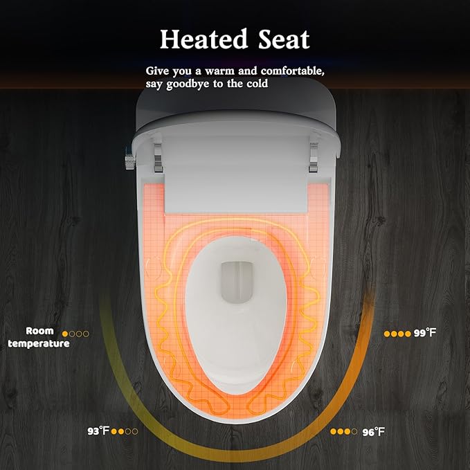 Vipbear Smart Toilet with Bidet Built in, Bidet Toilet with Heated Seat and Night Light, Modern Tankless Toilet for Bathroom, One Piece Toilets with Auto Soft Close, Deodorization, Dryer, Foot Sensor