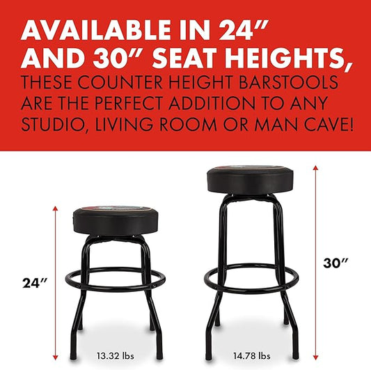 Fender Guitars & Amps Logo Swivel Barstool with Guitar Picks Pouch, Great Gifts for Dad, with 1 Year Limited Warranty, Simple Assembly, Black/Black, 30"