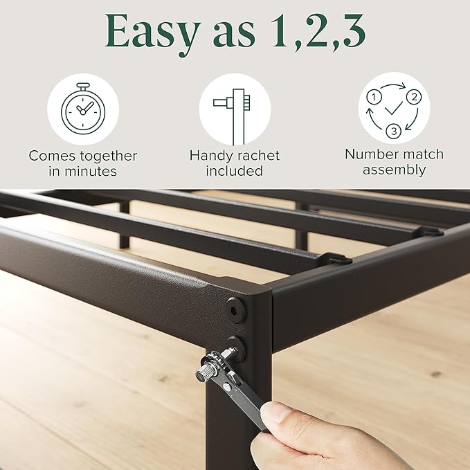 Zinus ABEL 14 Inch Platform Bed Frame, Steel Slat Support, Easy Assembly, No Box Spring Needed, Eco Friendly WonderBox(TM) Packaging, Black, Full