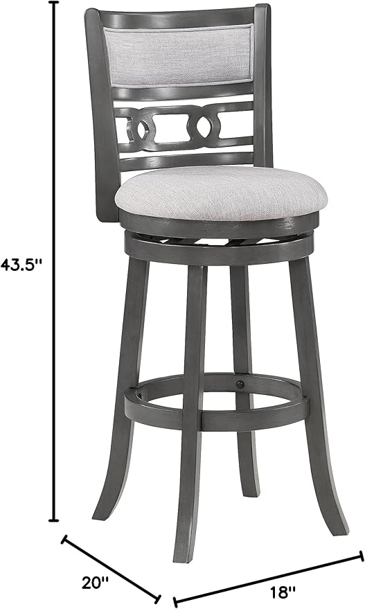 New Classic Home Furnishings Gia 29" Swivel Barstool-Gray W/Gray Fabric Seat