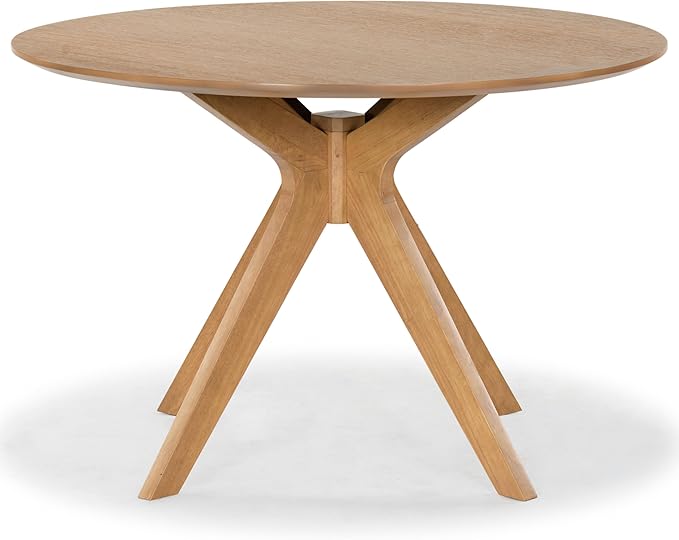 SAFAVIEH Couture Collection – Carolee Natural Brown 46-Inch Round Dining Table, Farmhouse Dining Table for Kitchen or Dining Room, Seats Up to 4 (SFV2134D)