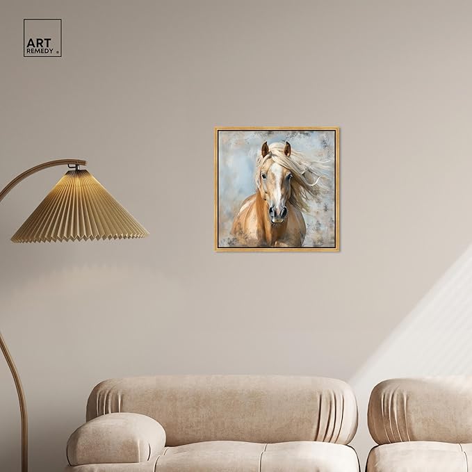 Art Remedy Rustic Rider Canvas Horse Wall Art, Gold Frame, 20" x 20"
