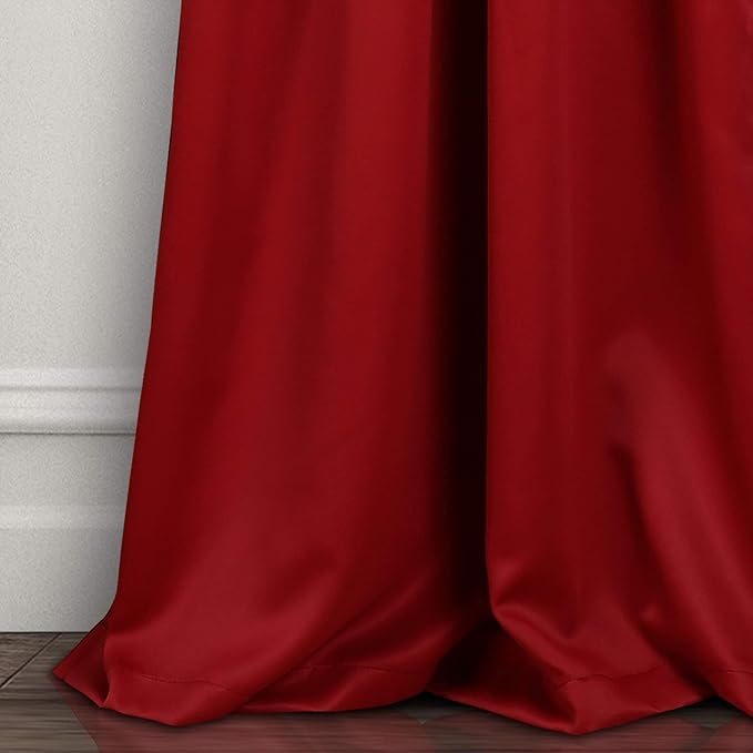 Lush Decor Insulated Grommet Blackout Window Curtain Panels, Pair, 52" W x 84" L, Red - Classic Modern Design - Chic Window Decor - Long Curtains For Living Room, Bedroom, Or Dining Room