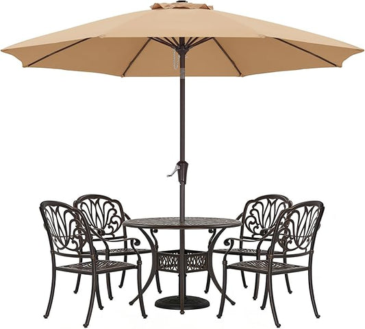 ABCCANOPY 10FT Patio Umbrella, Waterproof Table Umbrella with Push Button Tilt and Crank, 8 Ribs UV Protection Pool Umbrella for Garden, Lawn, Deck & Backyard (Khaki)