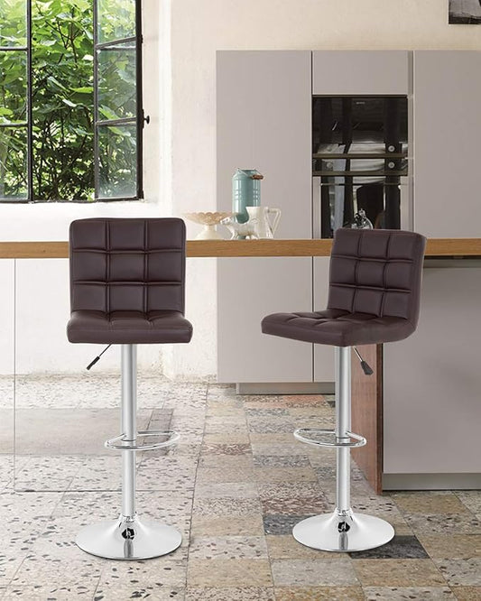 BestOffice Bar Stool Set of 2 Modern Barstools Counter Height Swivel Bar Stool Height Adjustable PU Leather Bar Chairs Hydraulic Home Kitchen Stools Dining Room Chairs