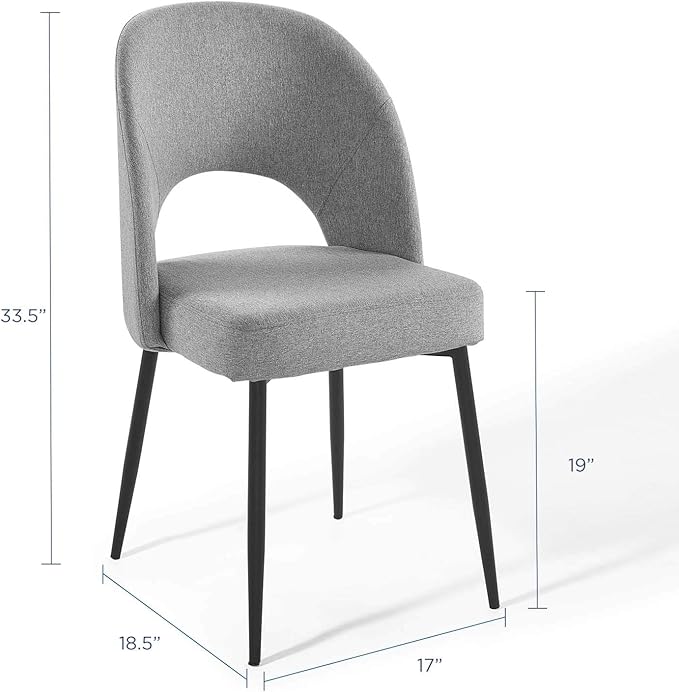 Modway Rouse Upholstered Fabric Side Black Light Gray, (Pack of 2)