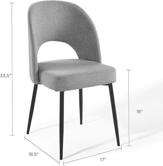 Modway Rouse Upholstered Fabric Side Black Light Gray, (Pack of 2)