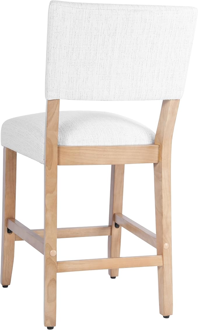 HomePop 24" Open Back Counter Stool|HomePop Home Décor|Fabric Chairs for Dining Room, Kitchen and Living Room - Stain Resistant White Woven(Single Pack)