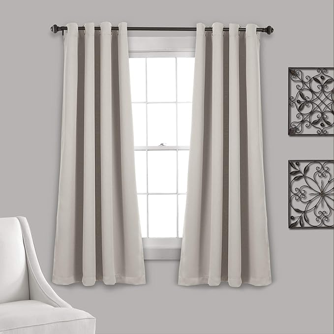 Lush Decor Insulated Grommet Blackout Window Curtain Panels, Pair, 52" W x 63" L, Wheat - Classic Modern Design - Chic Window Decor - Curtains For Living Room, Bedroom, Or Dining Room