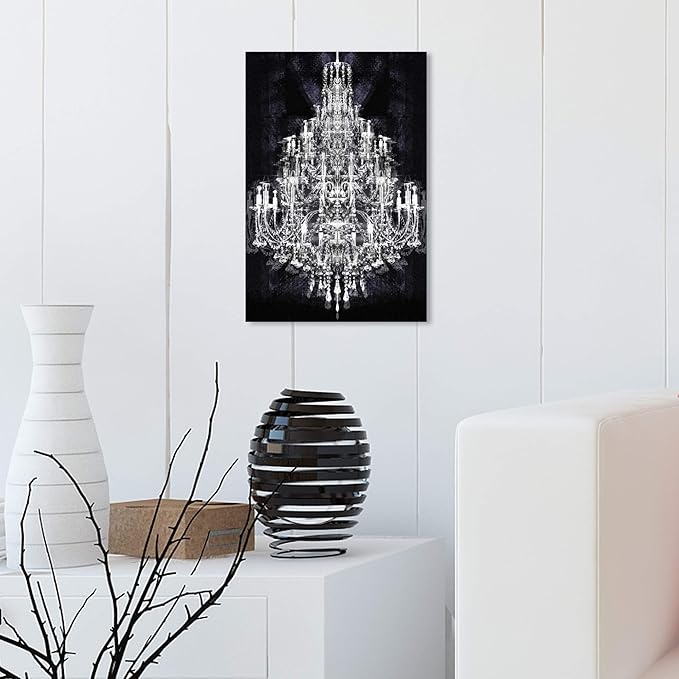 The Oliver Gal Artist Co. Fashion and Glam Wall Art Canvas Prints 'Montecarlo Crystal' Home Décor, 10 in x 15 in, White, Black