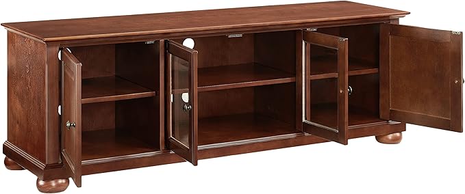 Crosley Furniture Alexandria Low Profile TV Stand for 65+ inch TVs, Entertainment Center with Storage Shelves, Vintage Mahogany
