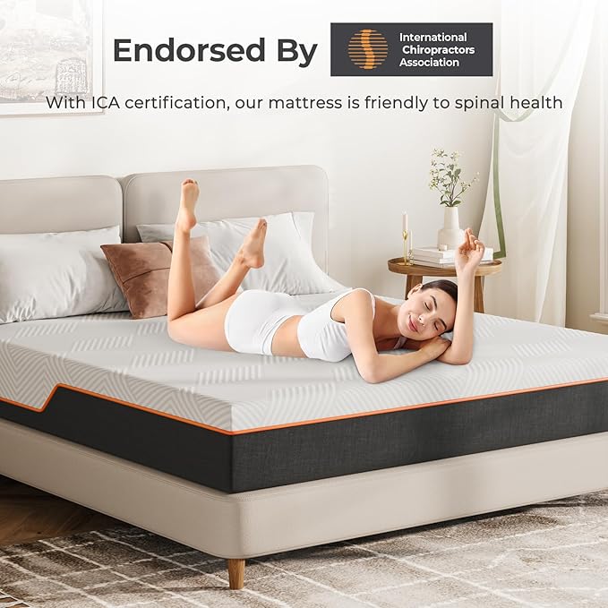 Vesgantti Full Mattress, 10 Inch Gel Memory Foam Mattress Full Size with Comfort Foam for Pressure Relief & Cool Sleep & Body Support, Made in USA, Medium Feel Bed in a Box, White