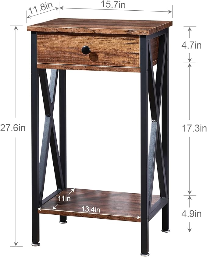 VECELO Modern Nightstand Set 2,27.6 Inch Tall Bedside Table with Drawer and Storage Shelf,Solid Wood Night Stand Bedroom Furniture for Living Room, Bedroom, Entryway