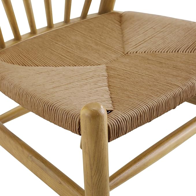 Modway Flourish Mid-Century Modern Rustic Farmhouse Wood Dining Chair Set of 2 in Natural