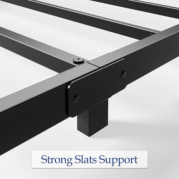 4 Inch Twin Bed Frames, Heavy Duty Metal Platform Low Bed Frame Twin, No Box Spring Needed, Noise Free, Easy Assembly, Black