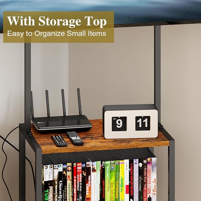 14 Inch to 42 Inch Small Corner TV Stand for Bedroom With 3 Tiers Storage Shelves, Floor Universal Television Stand With Mount For 40 Inch 32 Inch TV,Brown TV Table Shelf With Adjustable Feet, Sturdy