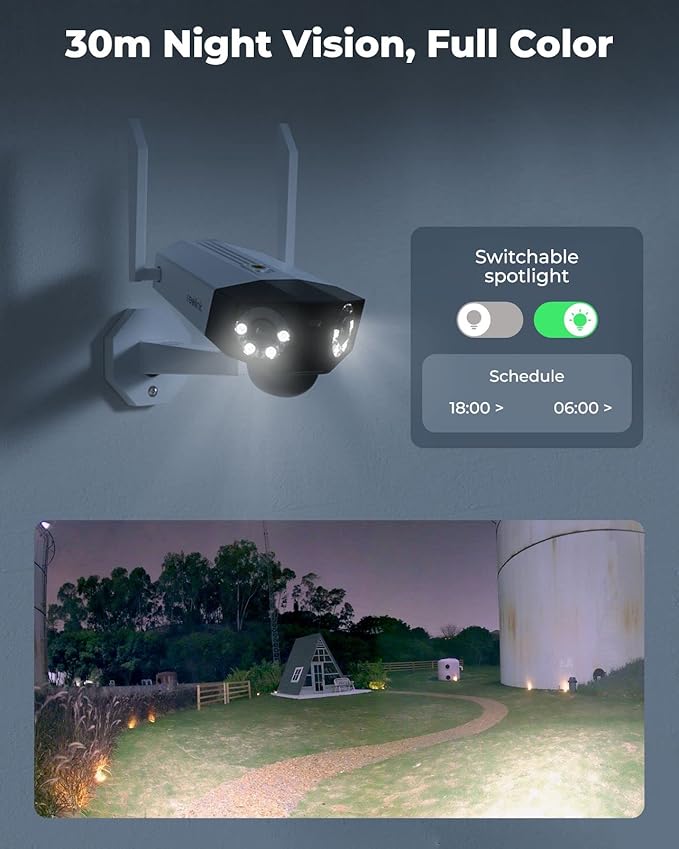 REOLINK 4K 8MP 4G LTE Cellular Security Camera Wireless Outdoor, Dual Lens 180° Wide Angle, Sim Card Included, Continuous Solar Powered, Color Night Vision, 2 Way Talk, Duo 2 LTE + Solar Panel 2