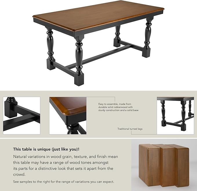 Bush Home Rectangular Dining Table, 67 inch Squire Trestle, Farmhouse Decor, Sterling Collection, Dark Brown
