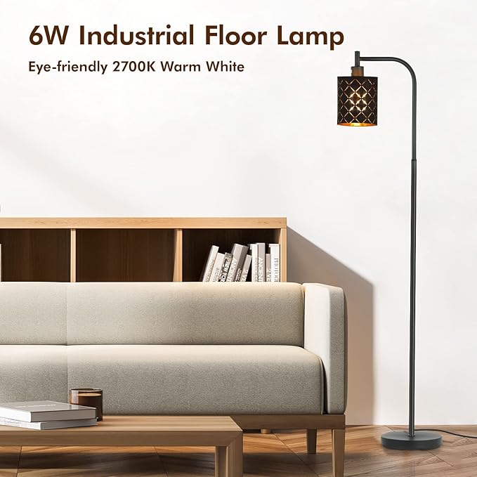 Gothic Floor Lamp with Laser-Cutout Lampshade, LED Standing Lamp for Living Room & Bedroom, 67 Inch Black Arc Modern Farmhouse Lamp with Foot Switch, E26 Base Socket, Perfect for Magic Decor Lamps