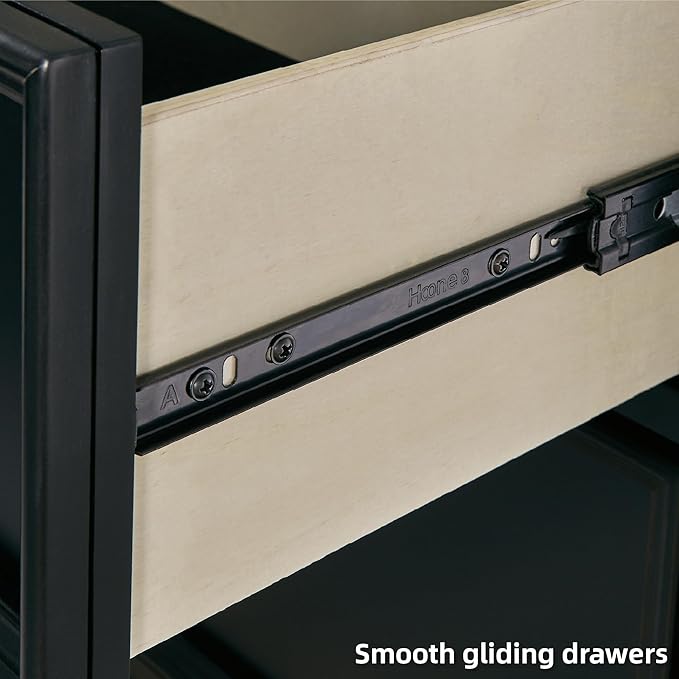 Signature Design by Ashley Lanolee Classic 2 Drawer Nightstand for Bedroom, 26.75" Tall, Black