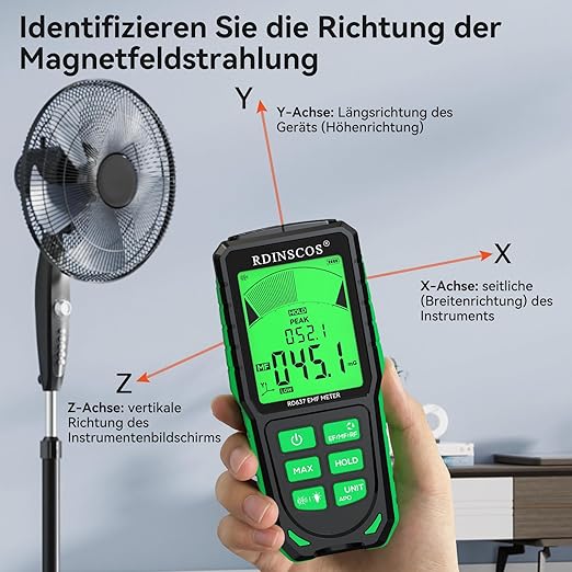 RDINSCOS EMF Detector, Detect All 3 Types of Electromagnetic Radiation Field in 1 EMF Meter for 5G, WiFi and Smart Meters, EMF Reader for Ghost Hunting Equipment Home, Office (Green)