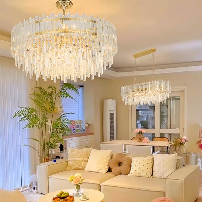 Gold Crystal Chandelier Modern Large Chandeliers Raindrop Lighting Pendant Lights Fixtures Ceiling for Living Room Dining Rooms Entryway Round Hanging D39.37''