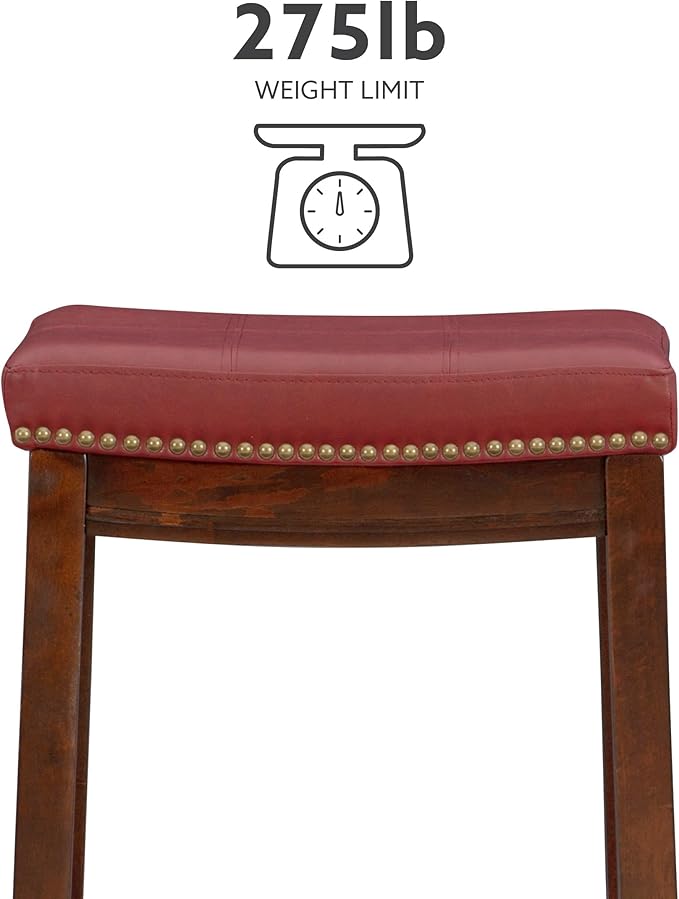 Linon Claridge Red Counter Stool, 26" x 18" x 12.75"