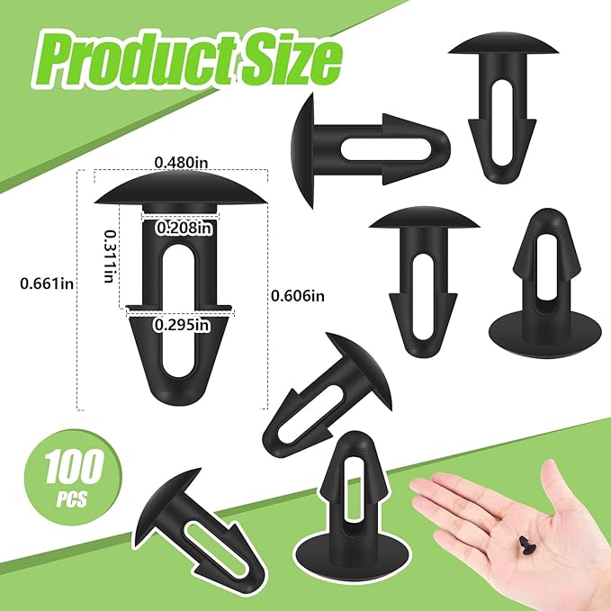 100 Pcs Strapping Rivets 15/64 Inch Hole Patio Strapping Fasteners for Patio Furniture Repair Webbing Lawn Chair Lounge Accessories, 0.66 x 0.48 Inch (Black)