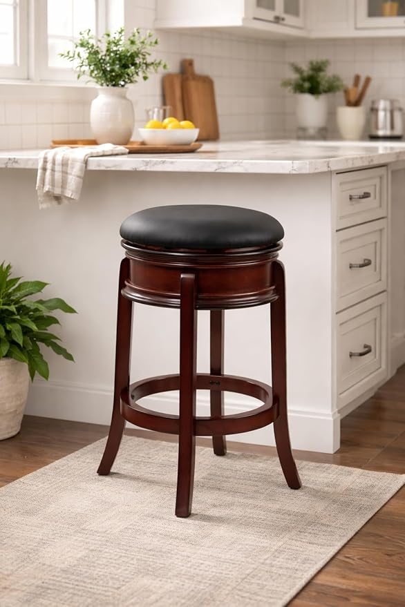 Boraam Magellan Backless Swivel Counter Stool, Black/Brandy
