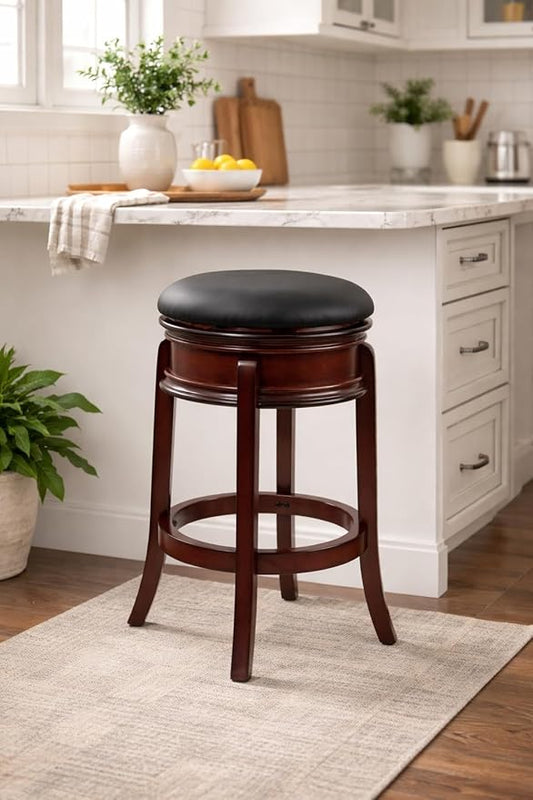 Boraam Magellan Backless Swivel Counter Stool, Black/Brandy