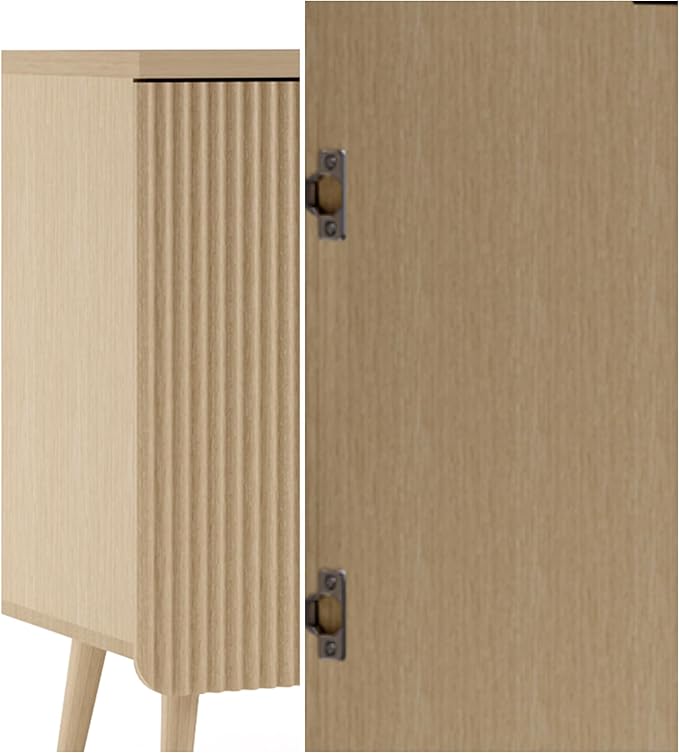 FONTOI Buffet Cabinet, Sideboard Fluted Cabinet Modern Kitchen Buffet Storage Cabinets with Doors and Shelves, Wood Farmhouse Coffee Bar Station for Entryway & Dining Room & Living Room, Wood