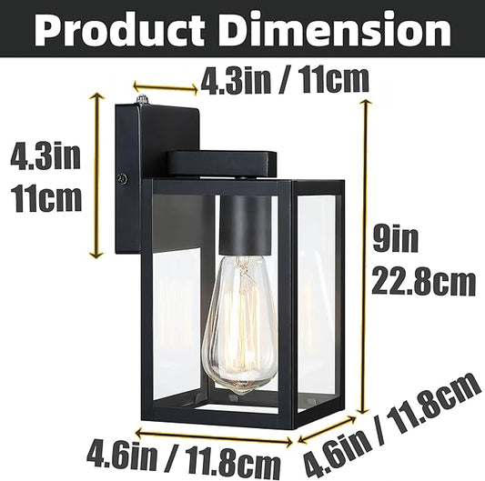 9 Inch Outdoor Wall Light Dusk to Dawn,2 Pack Outdoor Lanterns for Porch,Small Outdoor Sconce Lights with Sensor,Photocell Wall Lantern for Porch Patio Garage Outdoor Lighting